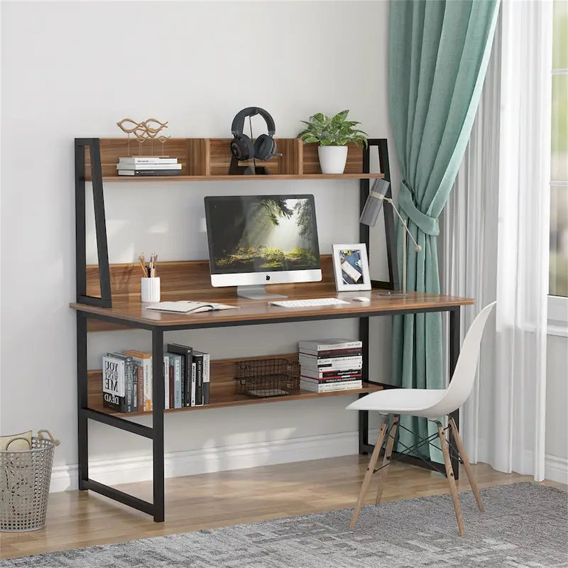 47 InchesComputer Desk with Hutch and Bookshelf, Home Office Desk