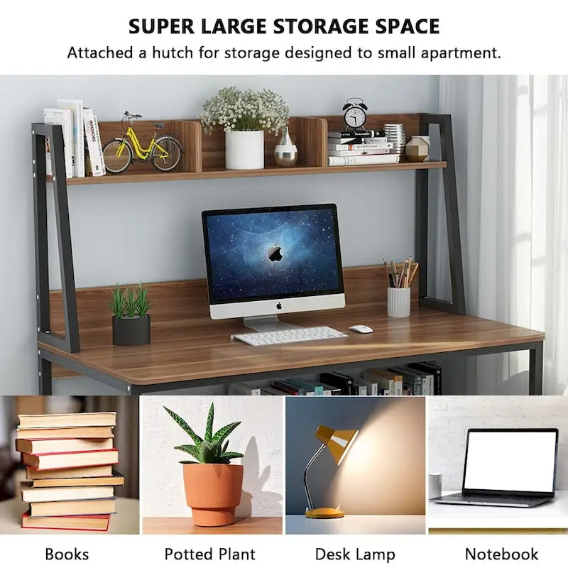 47 InchesComputer Desk with Hutch and Bookshelf, Home Office Desk
