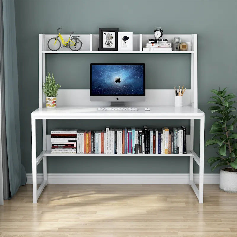 47 InchesComputer Desk with Hutch and Bookshelf, Home Office Desk