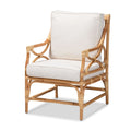 Poltrona in Rattan Imbottita Stile Bohemien Brandon - Bianco/Naturale