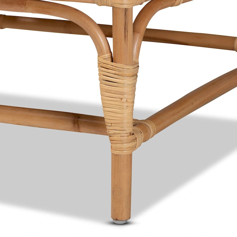 Poltrona in Rattan Imbottita Stile Bohemien Brandon - Bianco/Naturale