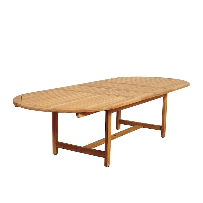 Amazonia Brown Oval Teak Wood Outdoor Dining Table with Extension - 87 in. L x 47 in. W x 29 in. H