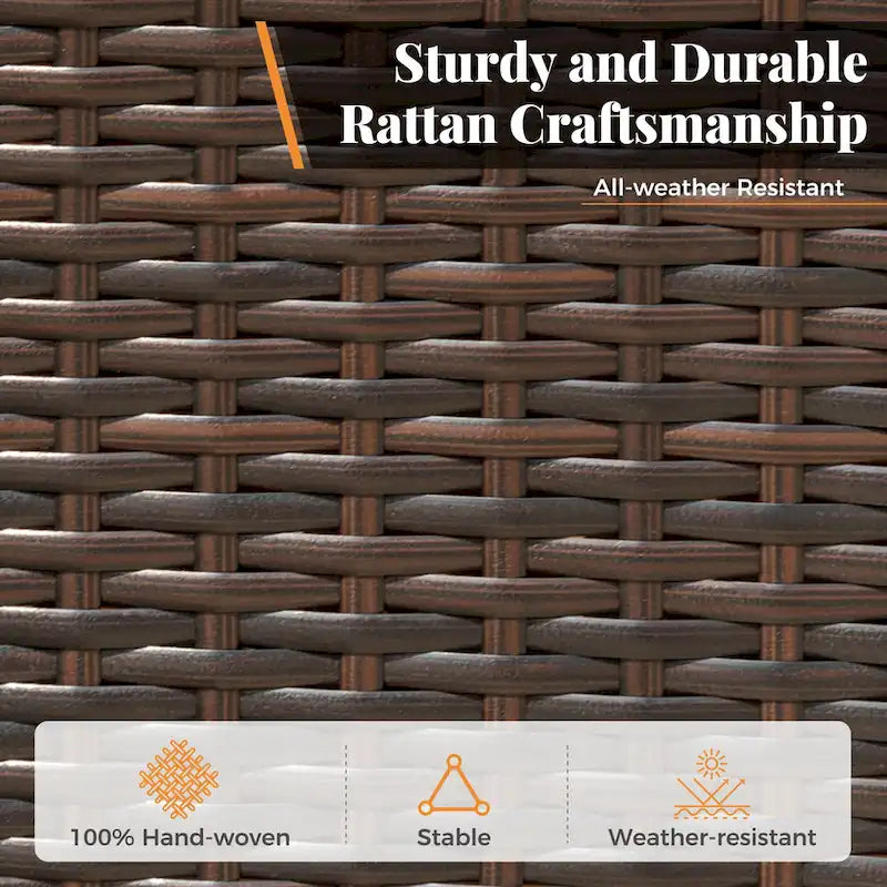 7 Pieces Outdoor Patio Dining Set, 6 PE Rattan Chairs with Cushions and 1 Rectangle Metal Table