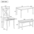 Merax Wooden 6-Piece Kitchen Dining Set with Bench and 4 Dining Chairs