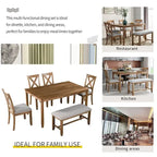 Merax Wooden 6-Piece Kitchen Dining Set with Bench and 4 Dining Chairs