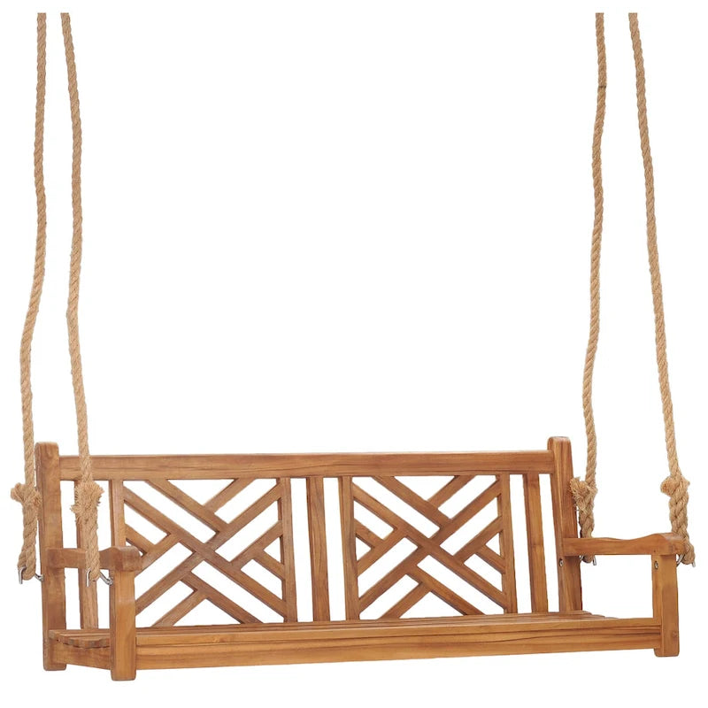 Chic Teak Chippendale Teak Wood Double Porch Swing, 60 inch
