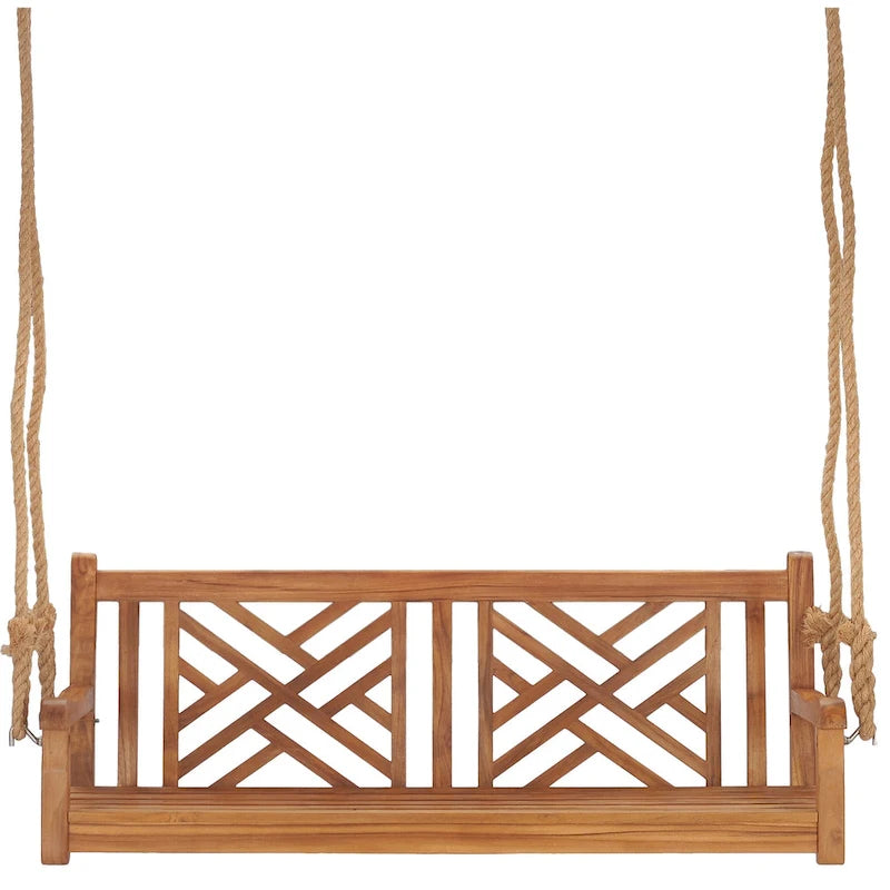 Chic Teak Chippendale Teak Wood Double Porch Swing, 60 inch