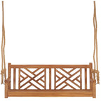 Chic Teak Chippendale Teak Wood Double Porch Swing, 60 inch