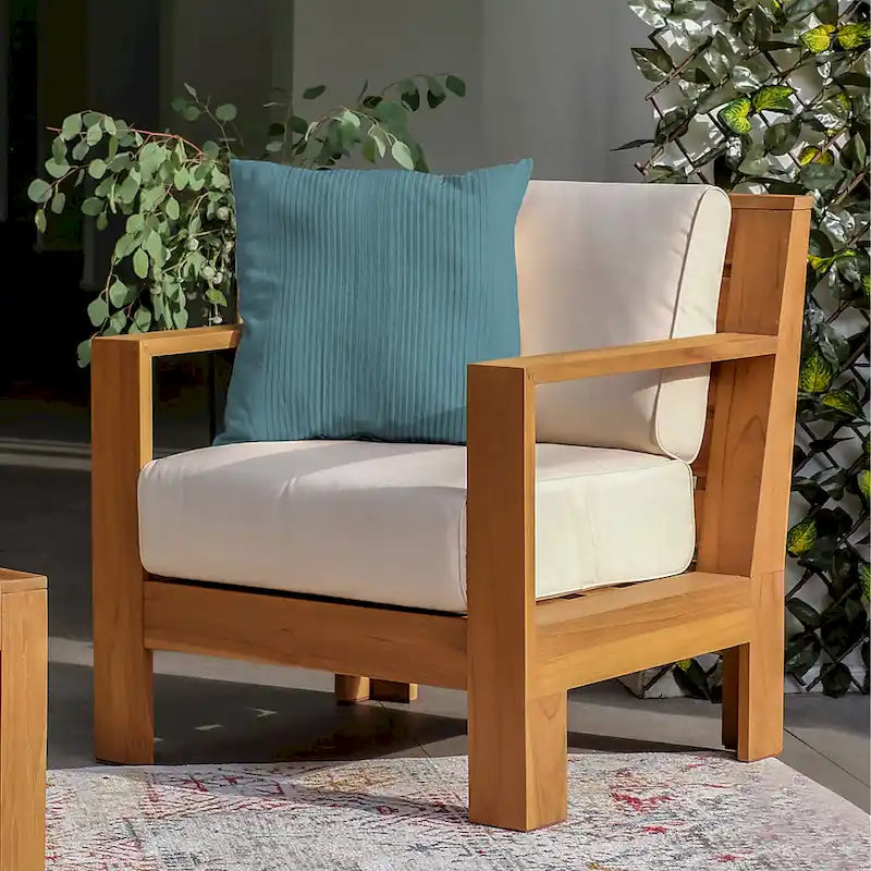 Cambridge Casual Logan Modern Teak Outdoor Club Chair with Sunbrella Cushion