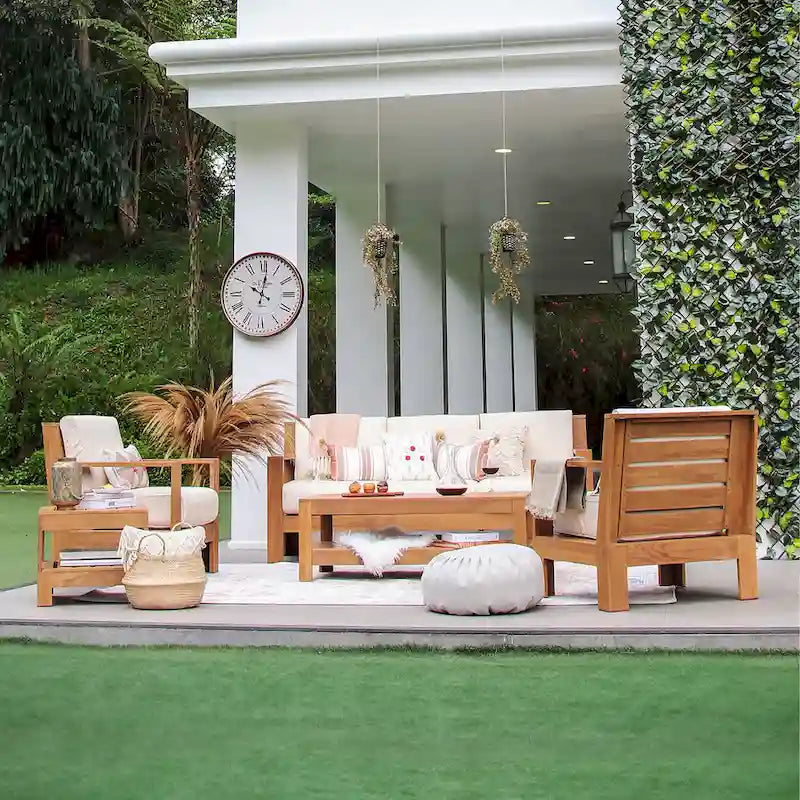 Cambridge Casual Logan Modern Teak Outdoor Club Chair with Sunbrella Cushion