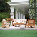 Cambridge Casual Logan Modern Teak Outdoor Club Chair with Sunbrella Cushion