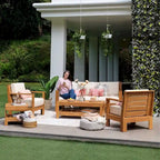 Cambridge Casual Logan Modern Teak Outdoor Club Chair with Sunbrella Cushion
