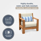 Cambridge Casual Logan Modern Teak Outdoor Club Chair with Sunbrella Cushion