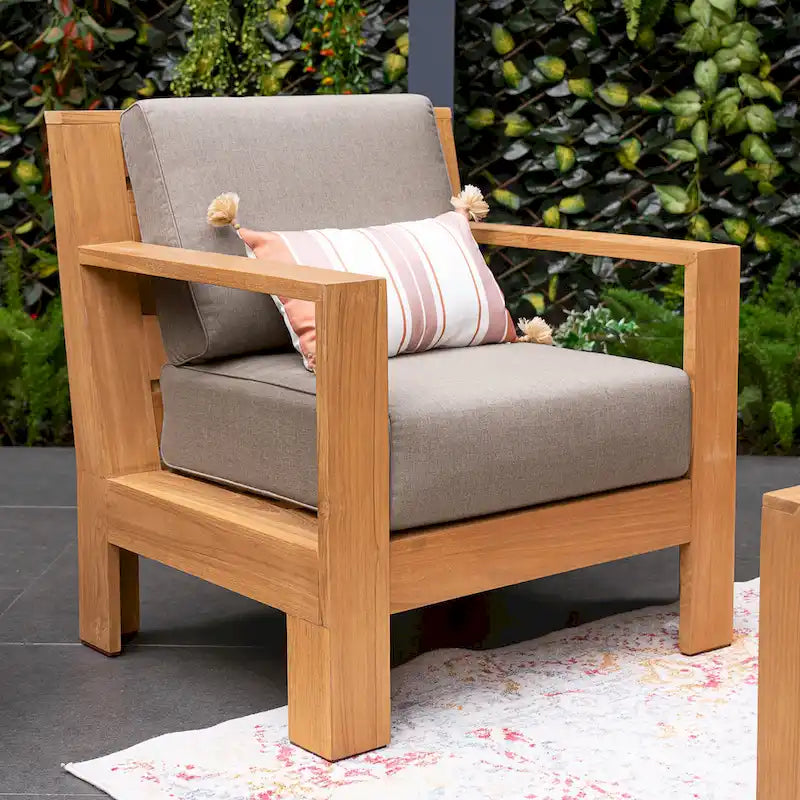 Cambridge Casual Logan Modern Teak Outdoor Club Chair with Sunbrella Cushion