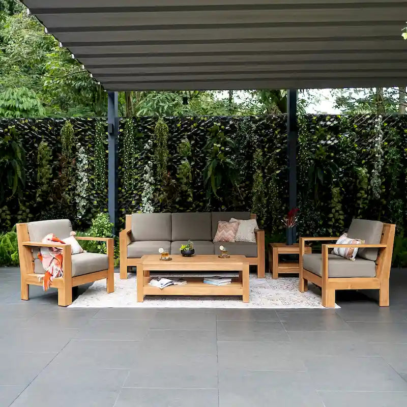 Cambridge Casual Logan Modern Teak Outdoor Club Chair with Sunbrella Cushion