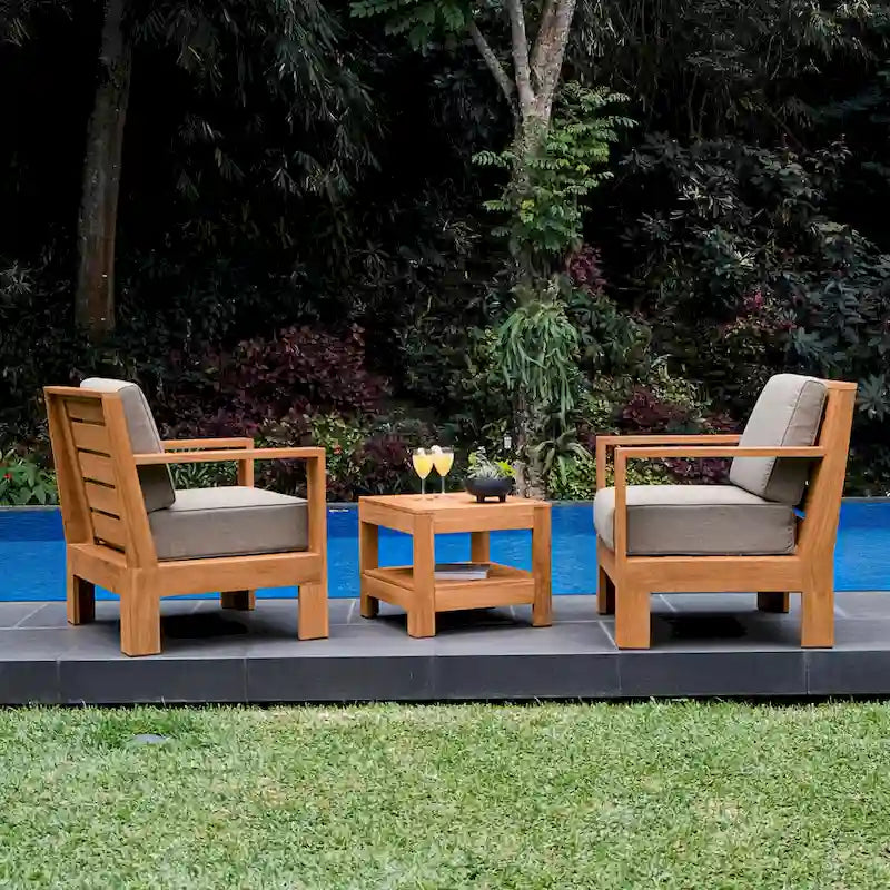Cambridge Casual Logan Modern Teak Outdoor Club Chair with Sunbrella Cushion