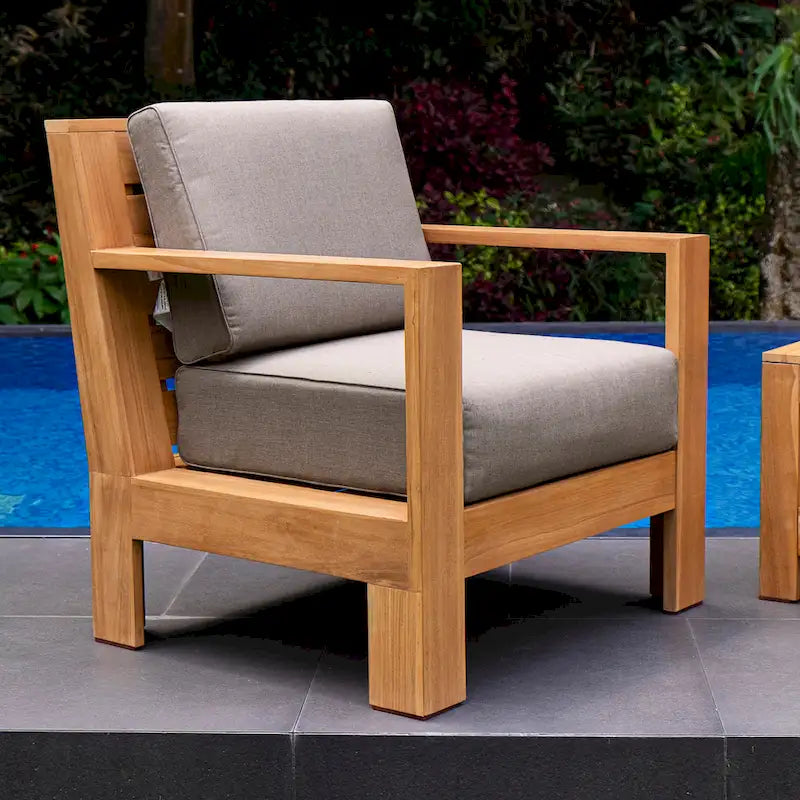 Cambridge Casual Logan Modern Teak Outdoor Club Chair with Sunbrella Cushion