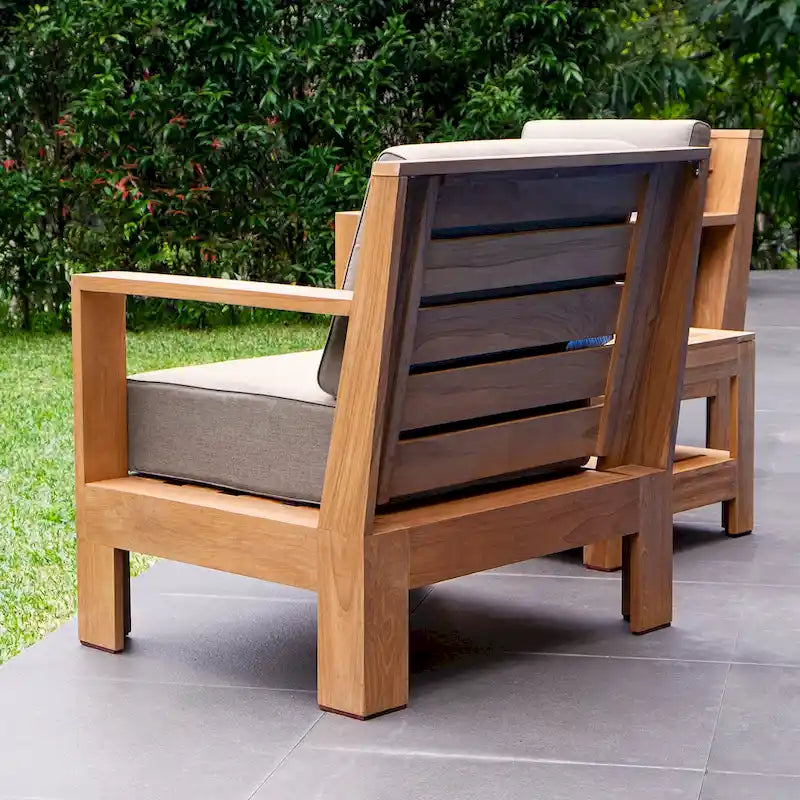 Cambridge Casual Logan Modern Teak Outdoor Club Chair with Sunbrella Cushion
