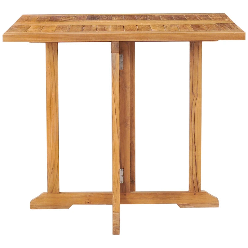 Chic Teak Hatteras Square Teak Wood Outdoor Folding Patio Table, 35 Inch (table only)