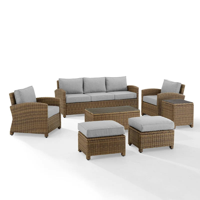 Crosley Bradenton 7Pc Outdoor Wicker Sofa Set - 151 W x 163 D x 32.5 H