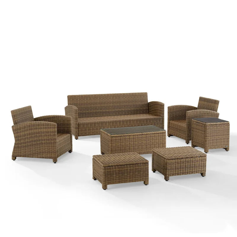 Crosley Bradenton 7Pc Outdoor Wicker Sofa Set - 151 W x 163 D x 32.5 H