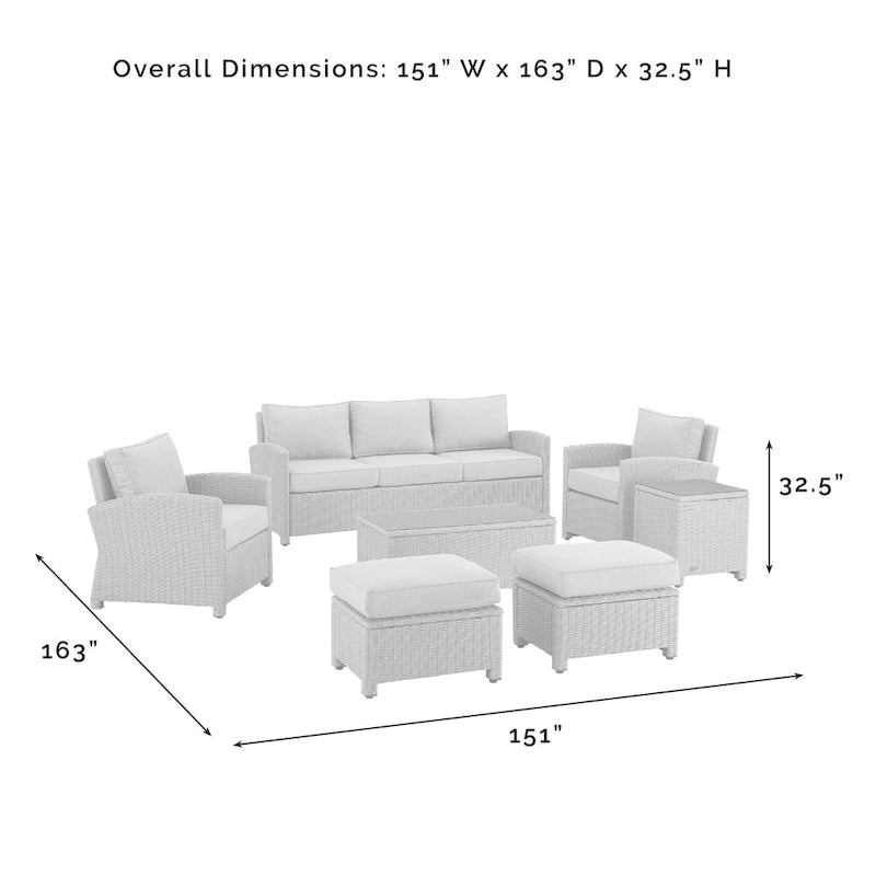 Crosley Bradenton 7Pc Outdoor Wicker Sofa Set - 151 W x 163 D x 32.5 H