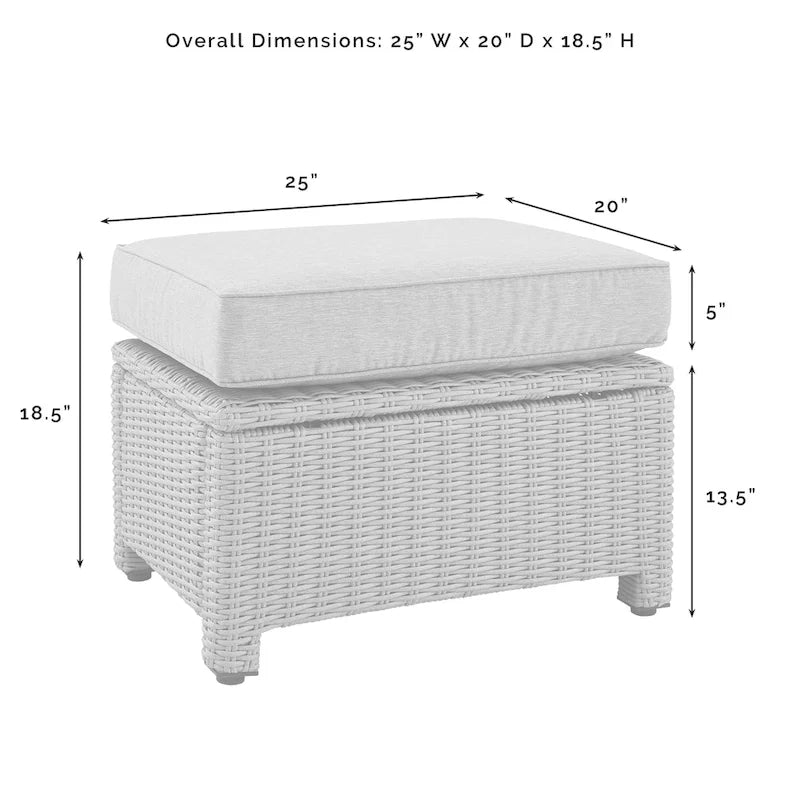 Crosley Bradenton 7Pc Outdoor Wicker Sofa Set - 151 W x 163 D x 32.5 H
