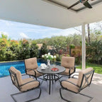 MAISON ARTS 5 Pieces Patio Dining Set, 4 Spring Dining Chairs and 1 Round Table with 1.57 Umbrella Hole, Beige
