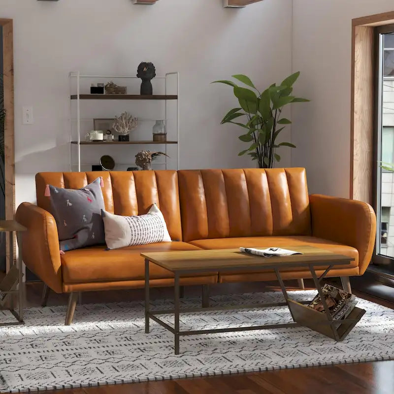 The Novogratz Brittany Faux Leather Futon Sofa Bed
