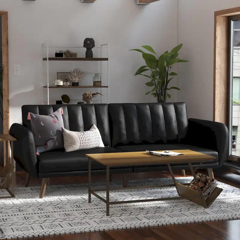 The Novogratz Brittany Faux Leather Futon Sofa Bed