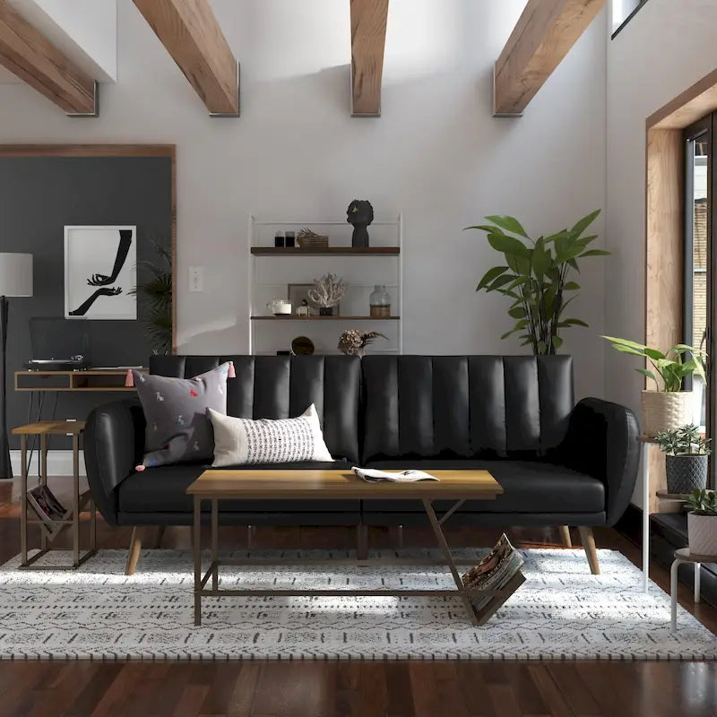 The Novogratz Brittany Faux Leather Futon Sofa Bed