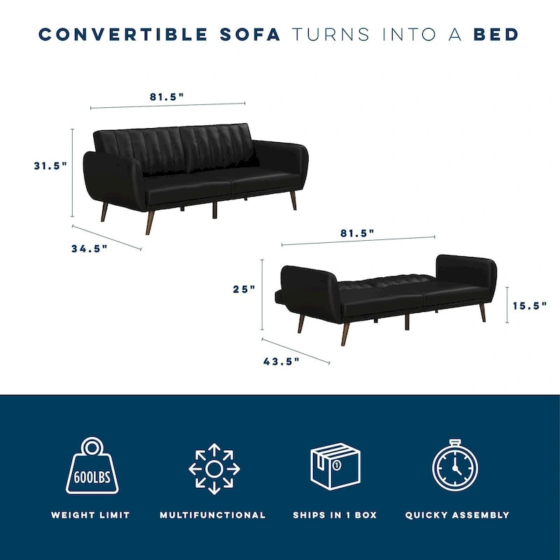 The Novogratz Brittany Faux Leather Futon Sofa Bed