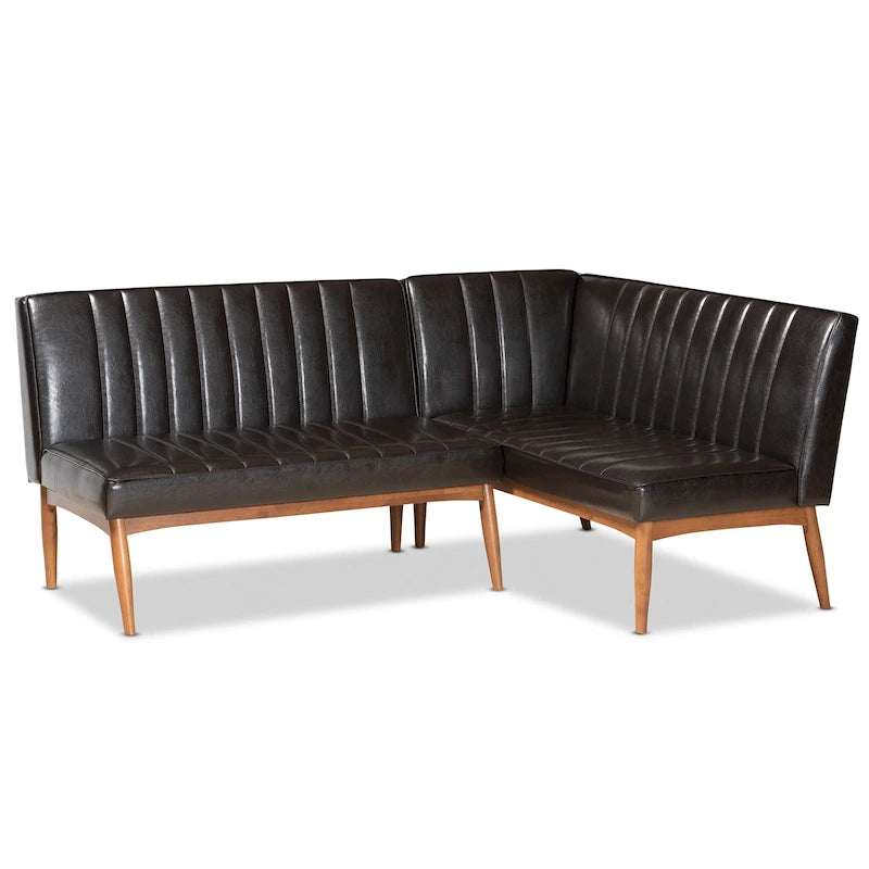 Set panca da pranzo ad angolo Daymond mid-century moderno, 2 pezzi