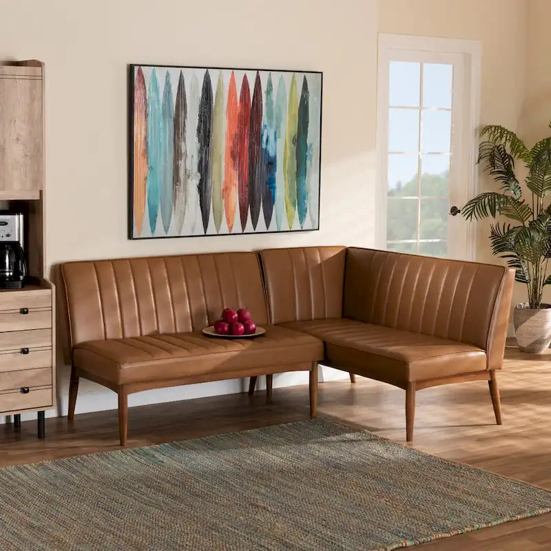 Daymond Mid-Century Modern 2-Piece Dining Nook Banquette Set