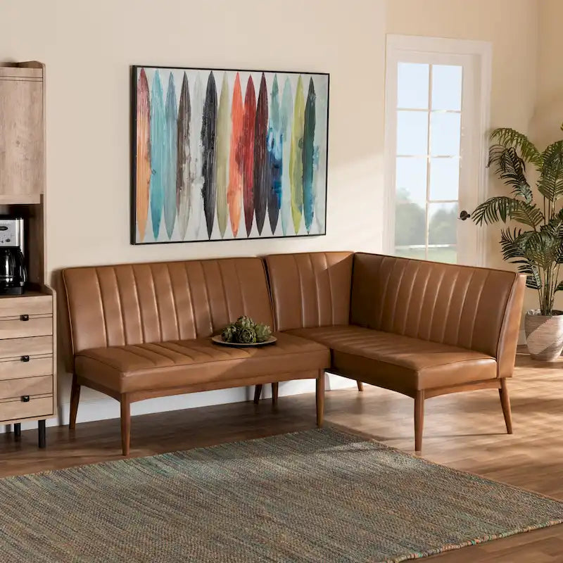 Daymond Mid-Century Modern 2-Piece Dining Nook Banquette Set