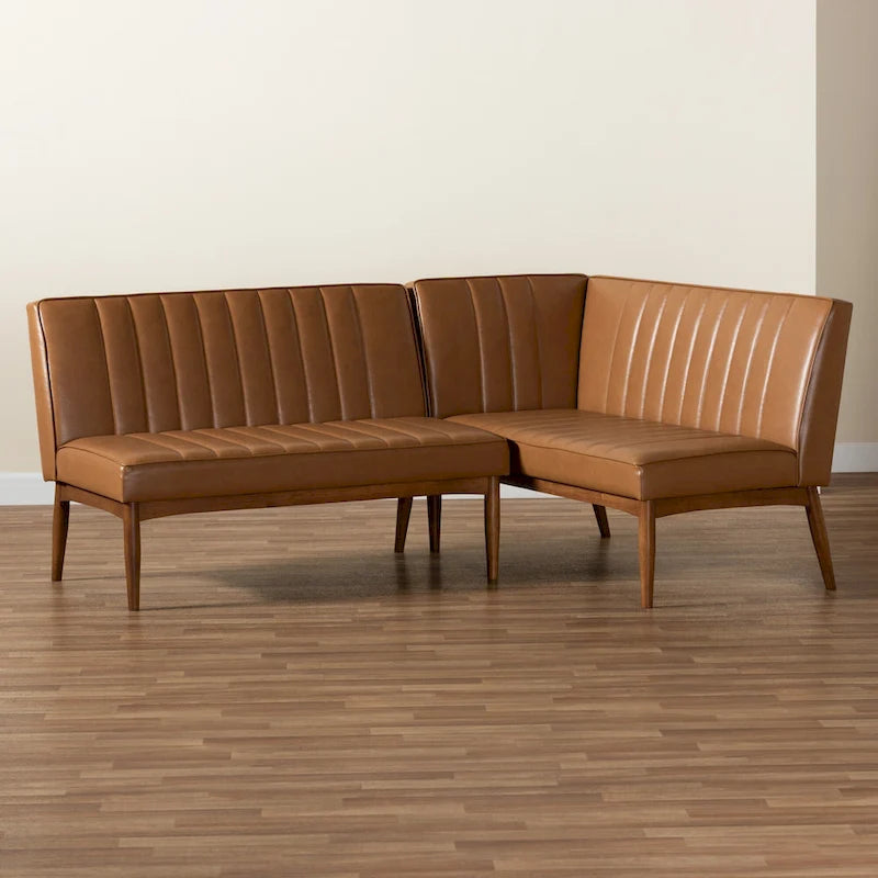 Daymond Mid-Century Modern 2-Piece Dining Nook Banquette Set