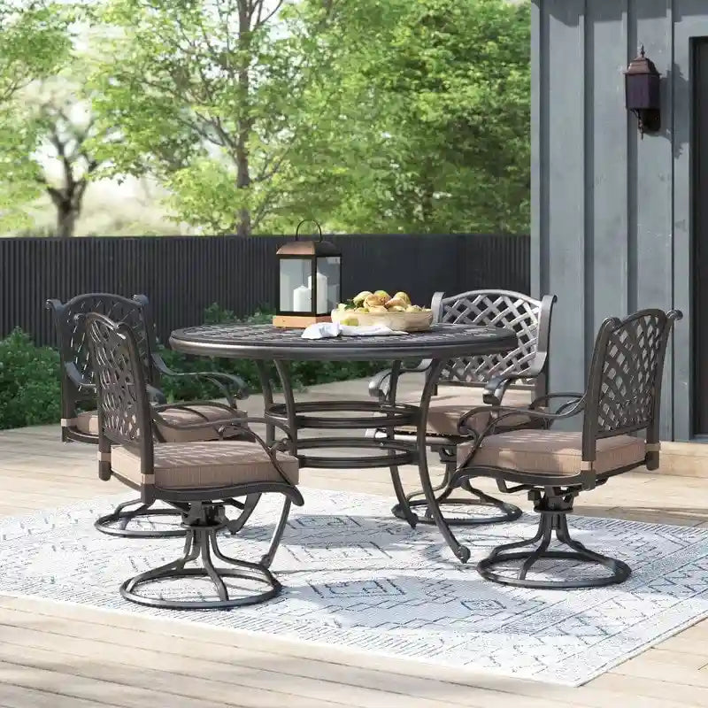 South Ponto 5-piece Aged Bronze Aluminum Round Dining Set with Swivel Chairs by Havenside Home