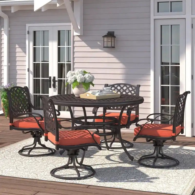 South Ponto 5-piece Aged Bronze Aluminum Round Dining Set with Swivel Chairs by Havenside Home
