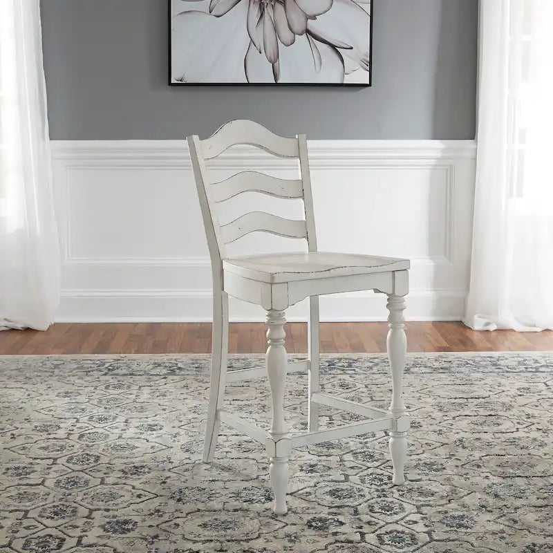 Magnolia Manor Antique White Weathered Bark 5 Piece Gathering Table Set