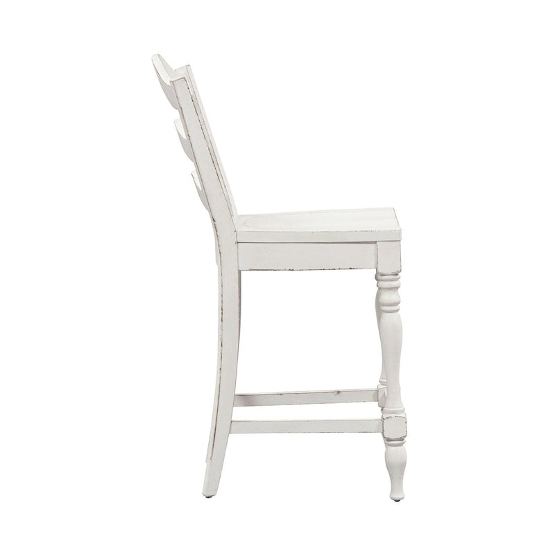 Magnolia Manor Antique White Weathered Bark 5 Piece Gathering Table Set