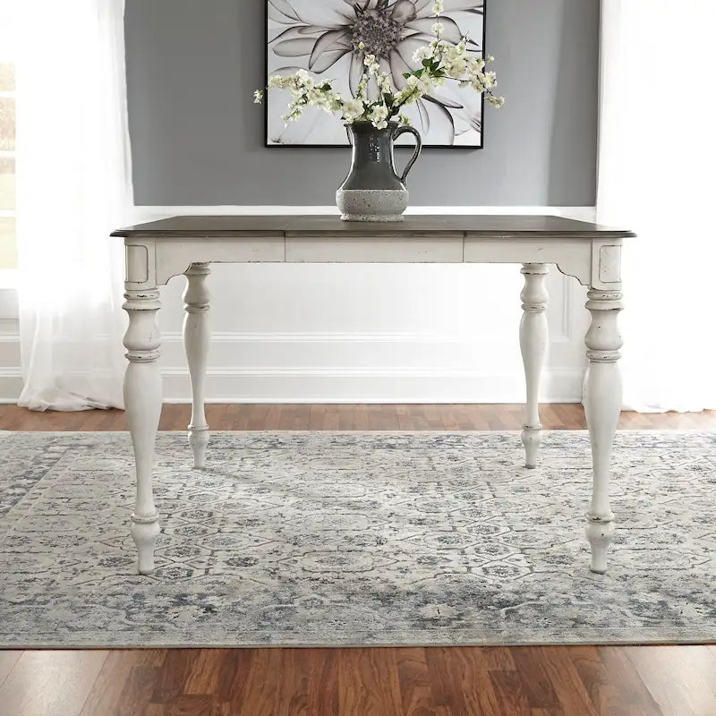 Magnolia Manor Antique White Weathered Bark 5 Piece Gathering Table Set