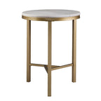 SEI Furniture Garzeaux Mid Century Modern Ivory Marble Gold Side Table