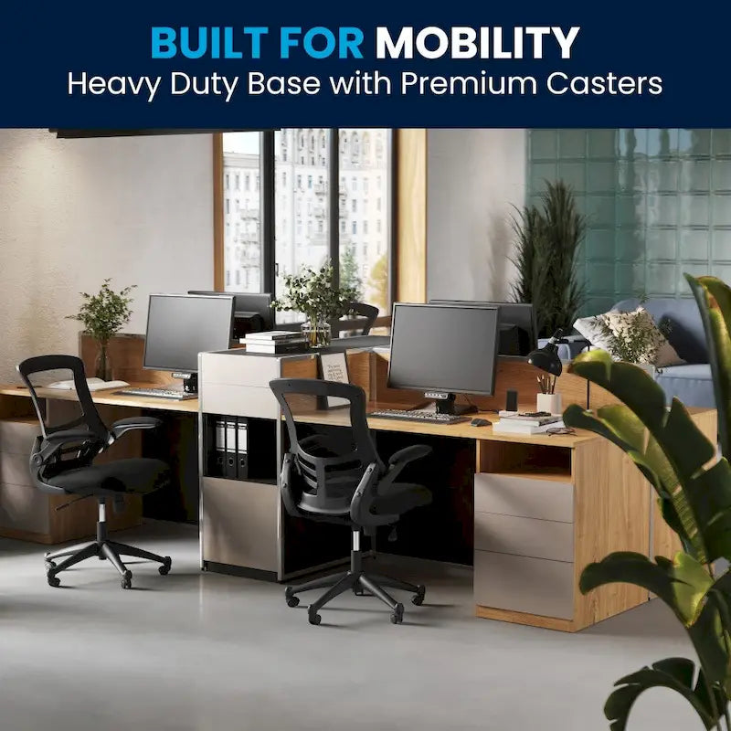 Mid-Back Mesh Swivel Ergonomic Task Office Chair with Flip-Up Arms