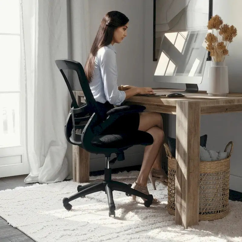 Mid-Back Mesh Swivel Ergonomic Task Office Chair with Flip-Up Arms