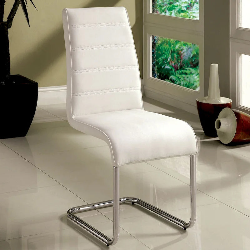 Set da pranzo Benton Contemporary White con tavolo in vetro in 7 pezzi di Furniture of America