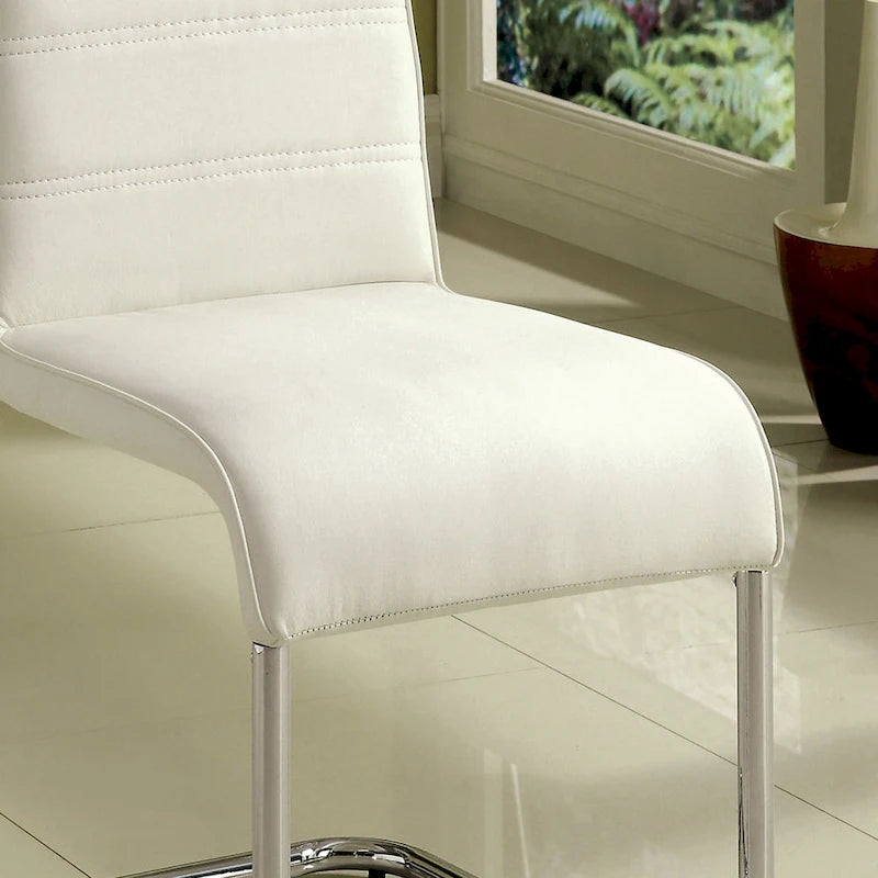 Set da pranzo Benton Contemporary White con tavolo in vetro in 7 pezzi di Furniture of America
