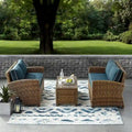 Crosley Bradenton 3-piece Outdoor Wicker Seating Set with Navy Cushions - 94.5 W x 94.5 D x 32.5 H