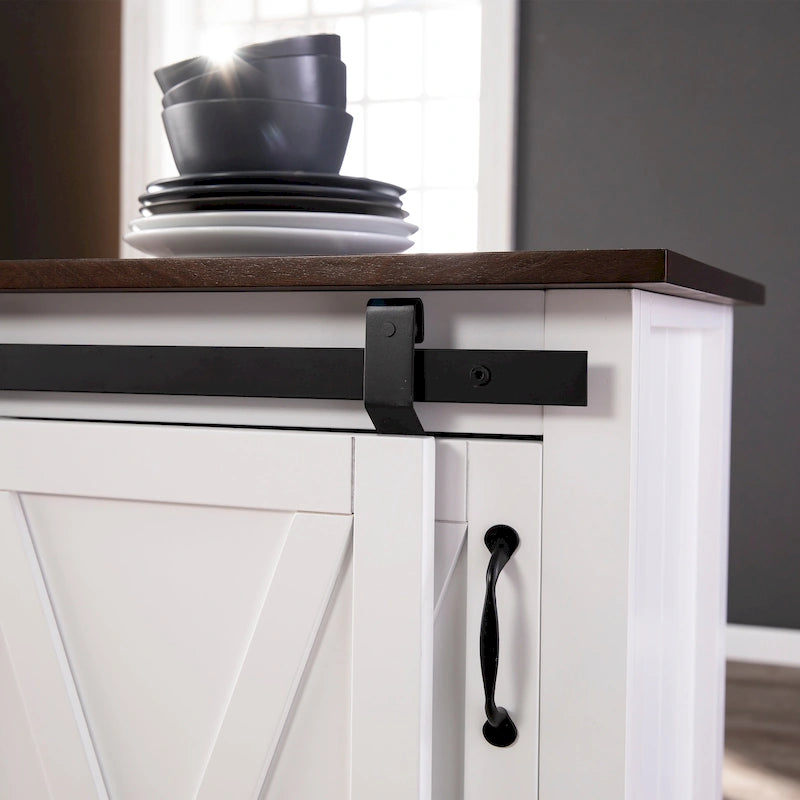 SEI Furniture Livendale White Kitchen Island w/ Storage