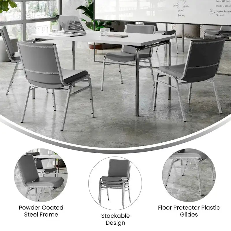 4 Pack Heavy Duty Stack Chair - 21D x 19.75W x 31.25H
