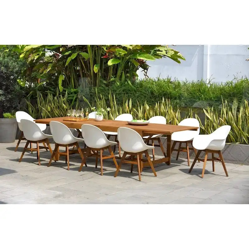 Amazonia Hawaii White 11 piece Extendable Rectangular Patio Dining Set - 11 Piece